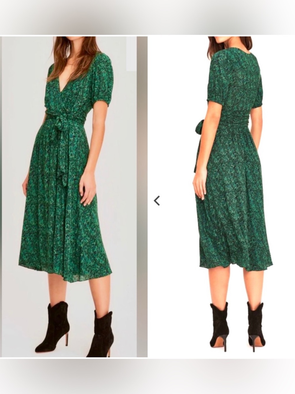 Ba&sh Noemie Green Flared Midi Dress Size Large